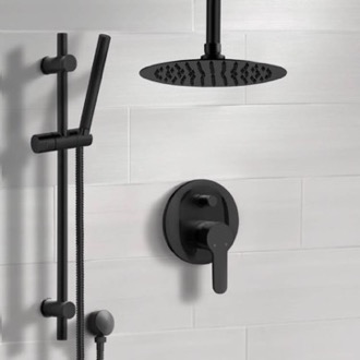 Shower Faucet Matte Black Ceiling Rain Shower System with Handheld, Rainfall Shower Head, Shower Faucet Set Remer SFR63